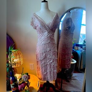 MARINA pink lace beaded elegant dress.
